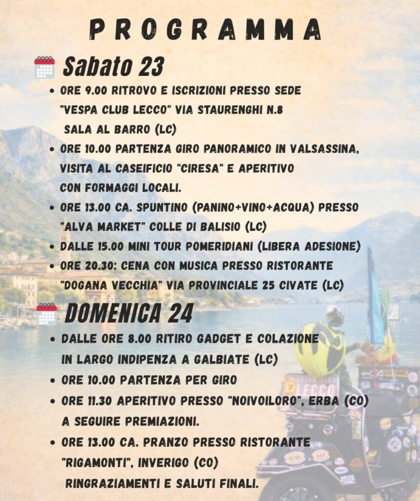 1° Raduno Nazionale V.C. LECCO - SOLD OUT 11 lecco programma 1