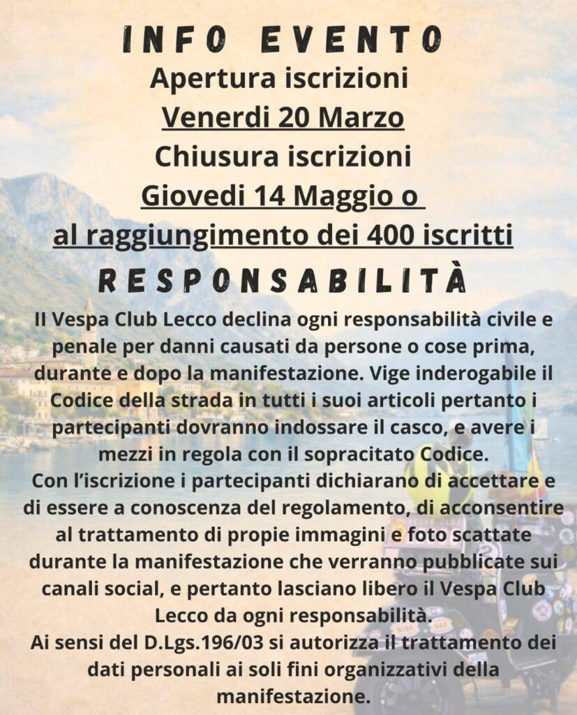 1° Raduno Nazionale V.C. LECCO - SOLD OUT 12 lecco scarico responsabilita